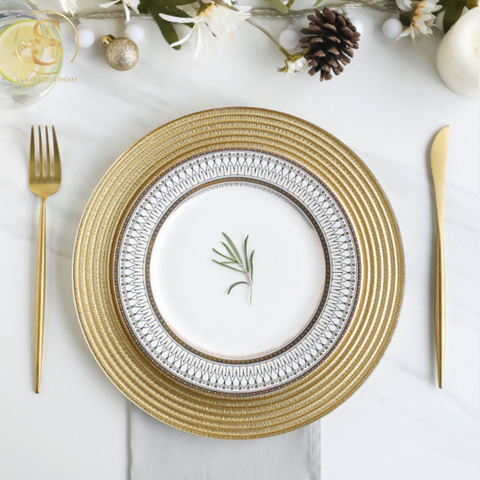  Đĩa Thủy Tinh Aurelia Viền Vàng Cao Cấp Sang Trọng 