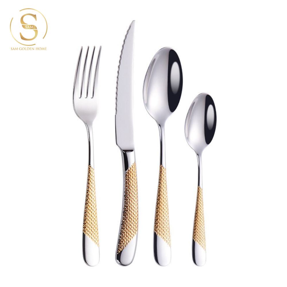 Dao Muỗng Nĩa Ferran Diagonal Textured Cutlery Set Silver  Inox 304 Cao Cấp Sang Trọng (LẺ)