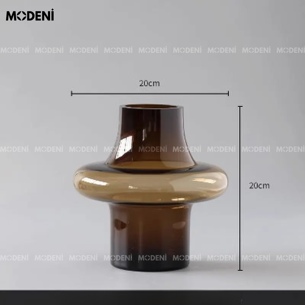 Bình Hoa Thủy Tinh Nghệ Thuật Artisan – Lọ Hoa Decor Màu Trà Hiện Đại – 2 Kích Cỡ Phù Hợp Kệ Tủ, Bàn Console