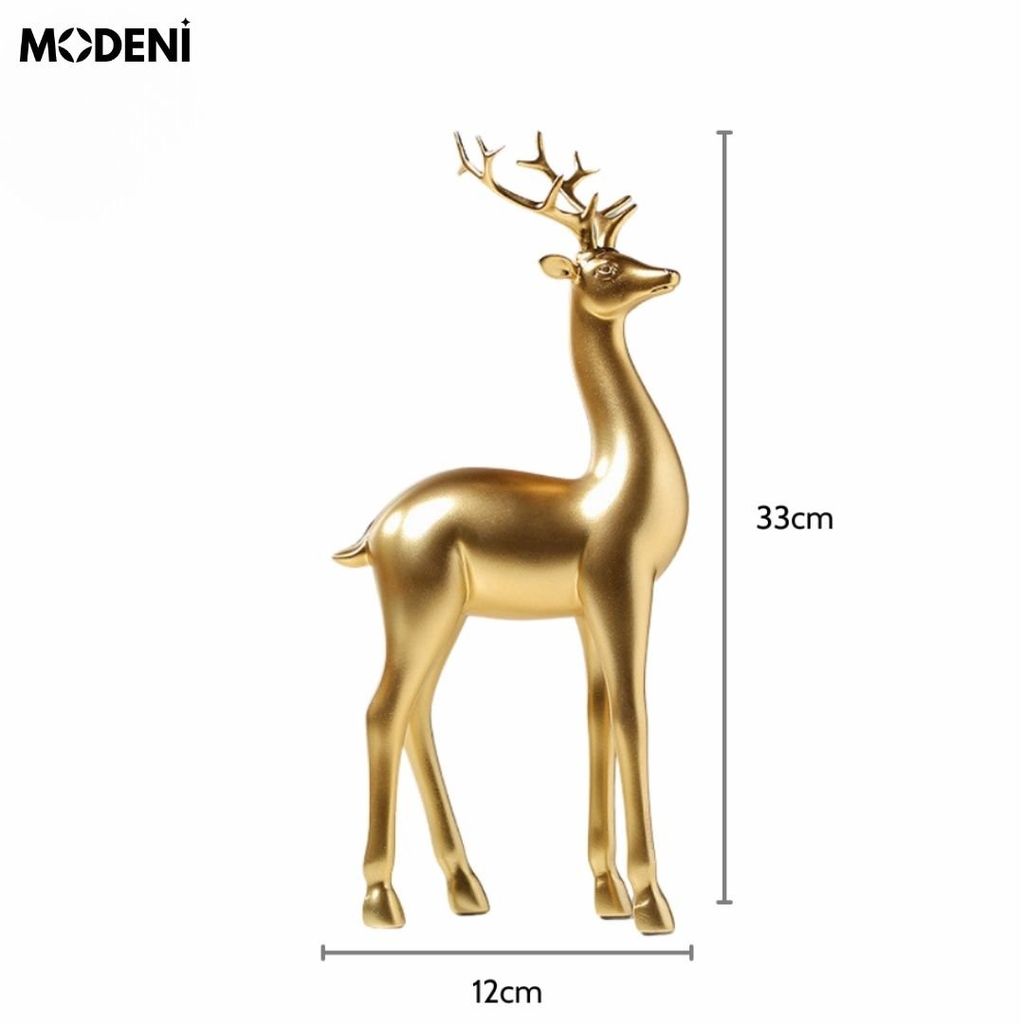 Set Tượng Hươu Nai Alva Vàng Gold Kê Rượu Cao Cấp, Giá Đỡ Rượu Nghệ Thuật & Decor Phòng Khách Sang Trọng