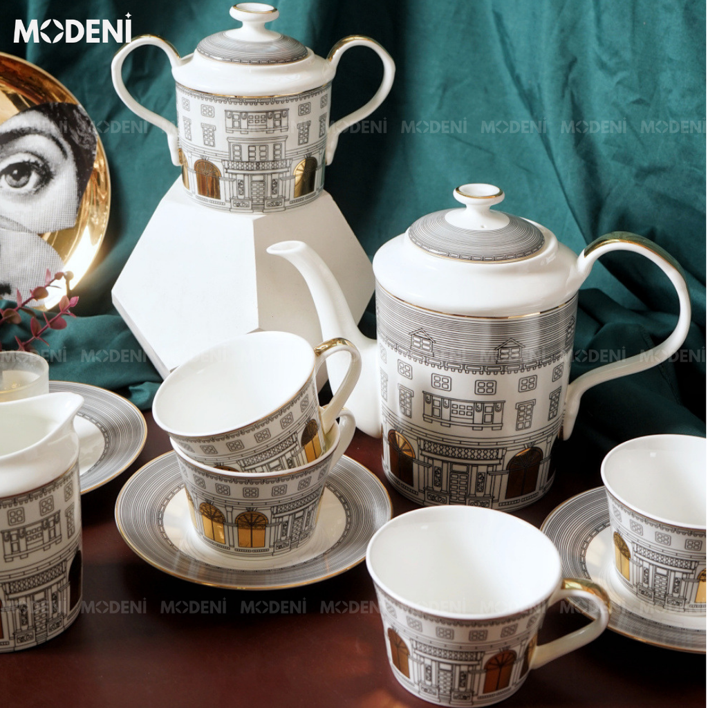 Bộ Bình Trà Họa Tiết Ngôi Nhà Hime Cao Cấp Sang Trọng