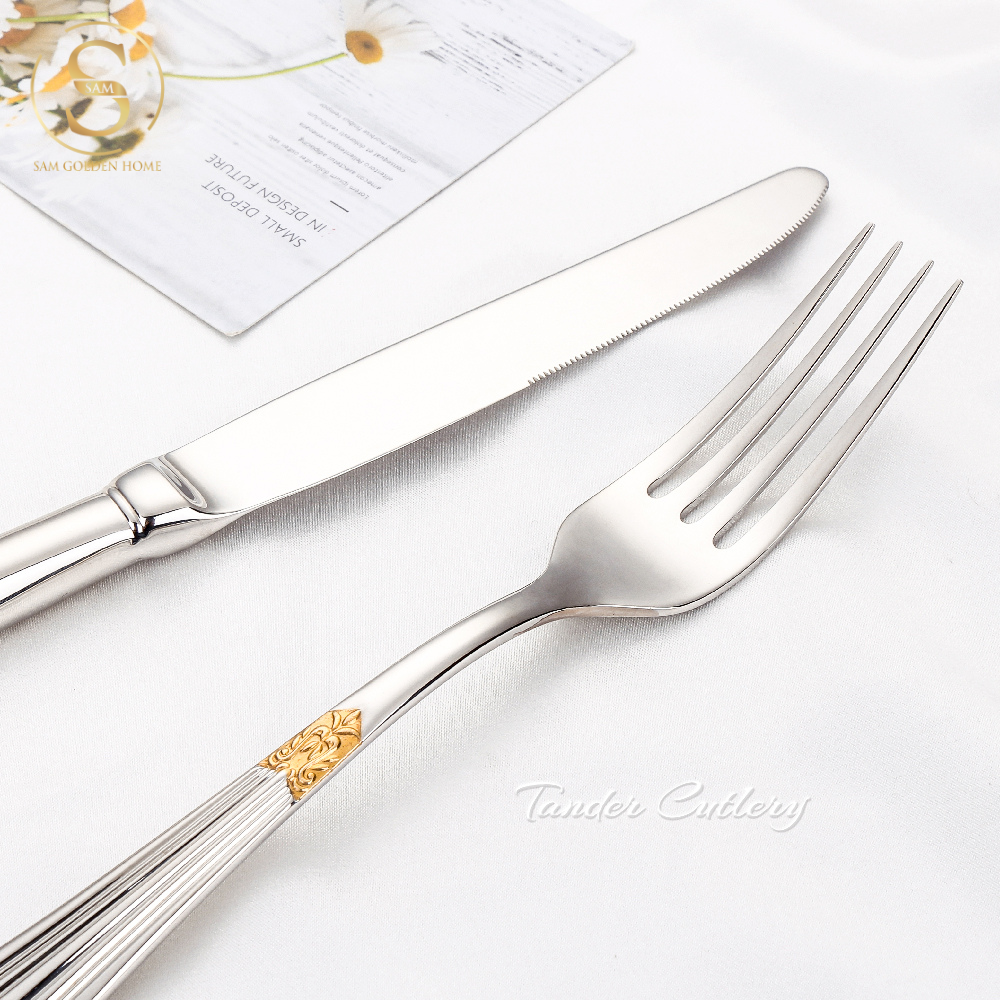 Bộ Dao Muỗng Nĩa Tander Cutlery Sang Trọng Cao Cấp Khảm Vàng