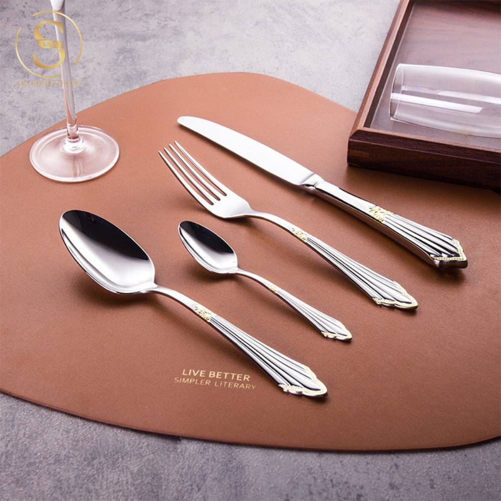 Bộ Dao Muỗng Nĩa Tander Cutlery Sang Trọng Cao Cấp Khảm Vàng