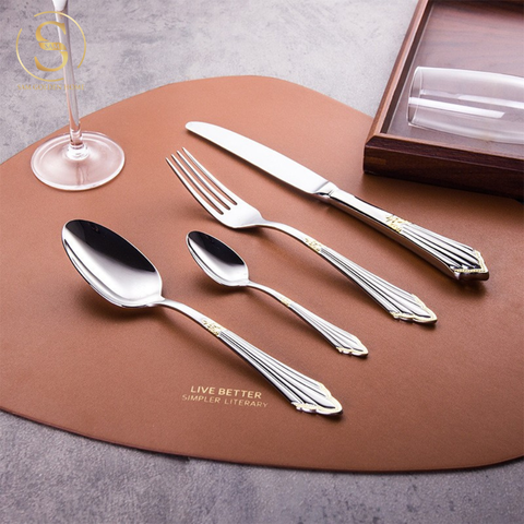 Bộ Dao Muỗng Nĩa Tander Cutlery Sang Trọng Cao Cấp Khảm Vàng