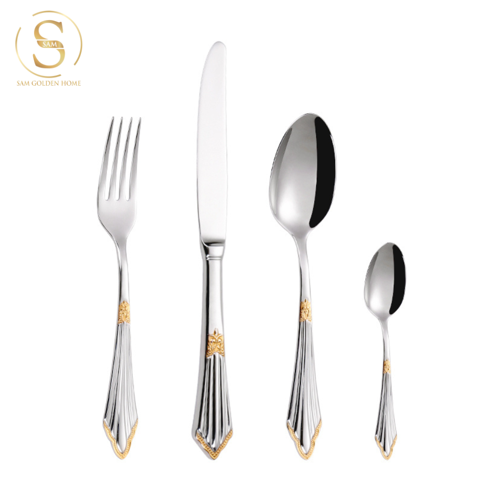 Dao Muỗng Nĩa Tander Cutlery Sang Trọng Cao Cấp Khảm Vàng (LẺ)