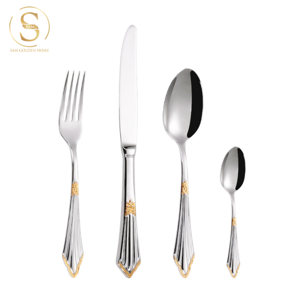 Bộ Dao Muỗng Nĩa Tander Cutlery Sang Trọng Cao Cấp Khảm Vàng