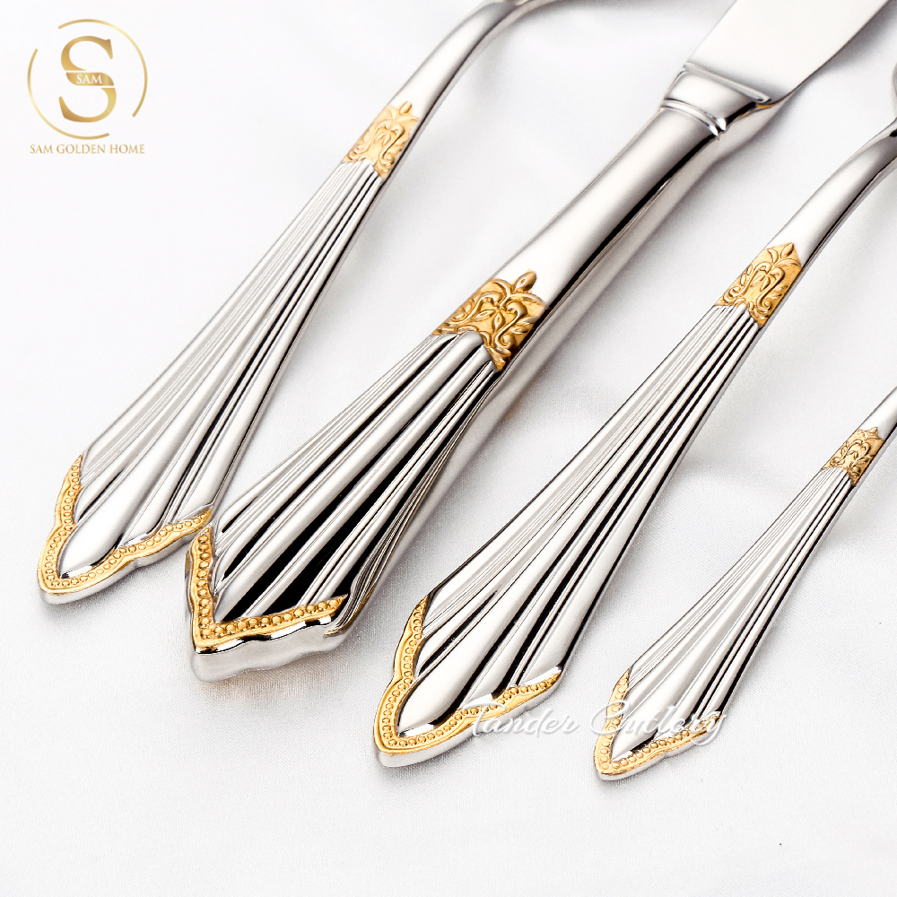 Dao Muỗng Nĩa Tander Cutlery Sang Trọng Cao Cấp Khảm Vàng (LẺ)