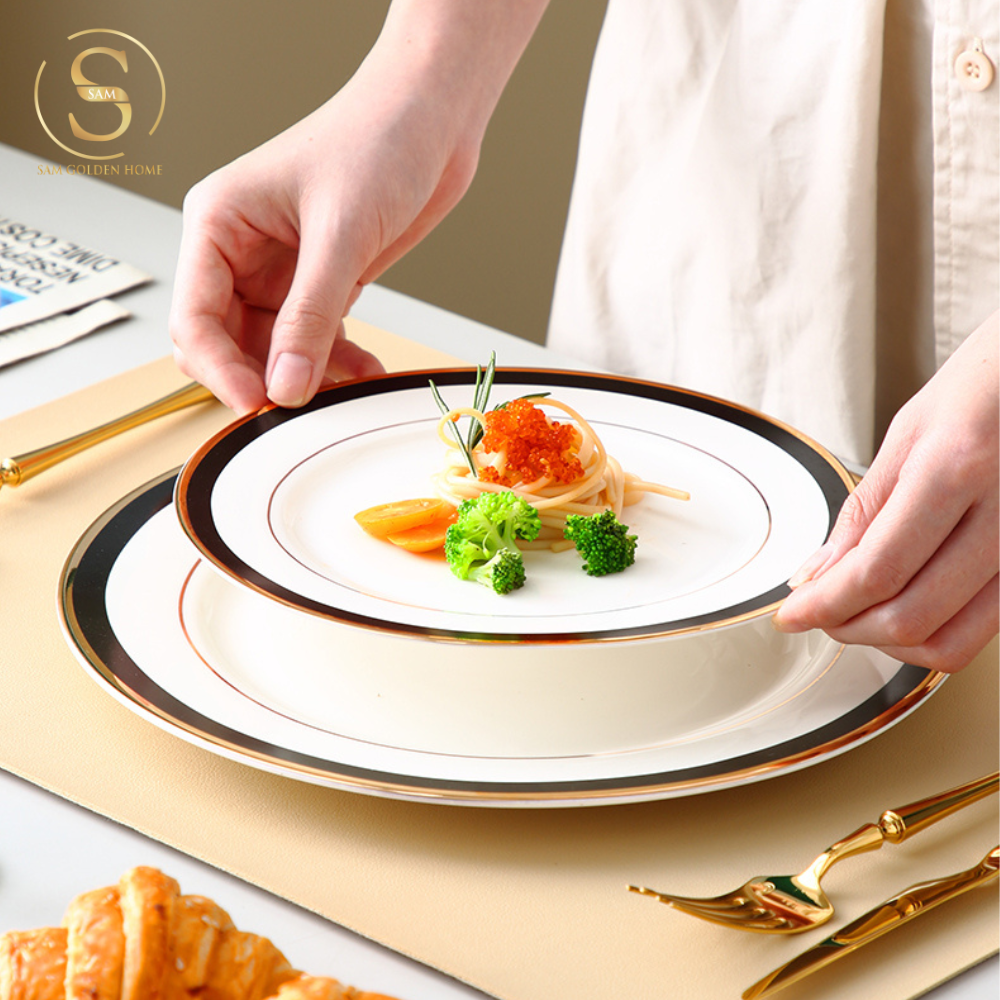 Đĩa Sứ Xương Parista Lớn Cao Cấp Sang Trọng Phong Cách Phương Tây