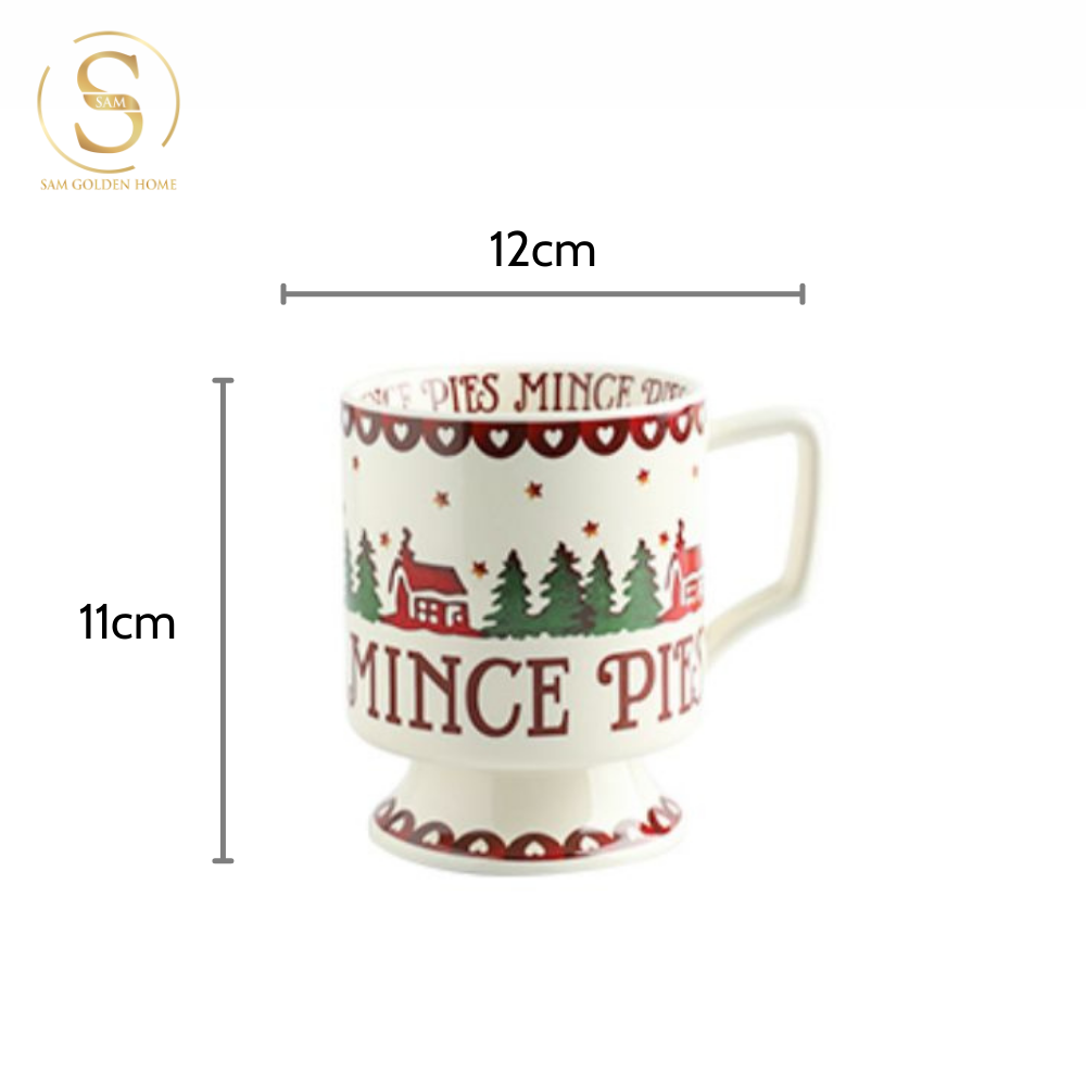 Set 4 Ly Uống Nước Carol Sứ Xương Cao Cấp Trang Trí Giáng Sinh