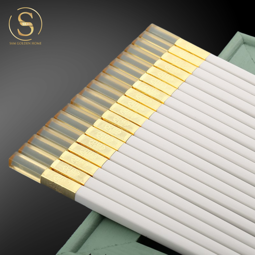 Đũa Amber White Khảm Vàng Sang Trọng