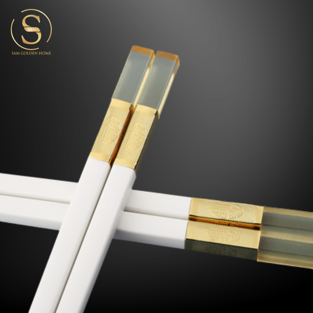 Đũa Amber White Khảm Vàng Sang Trọng