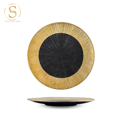  Đĩa Saki 20 Đen Vàng Kiểu Nhật Bản, Đĩa Sushi, Steak, Plate Sang Trọng X Châu Âu Cổ Điển 