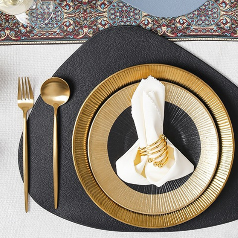 Đĩa Saki 25 Đen Vàng Kiểu Nhật Bản, Đĩa Sushi, Steak, Plate Sang Trọng X Châu Âu Cổ Điển