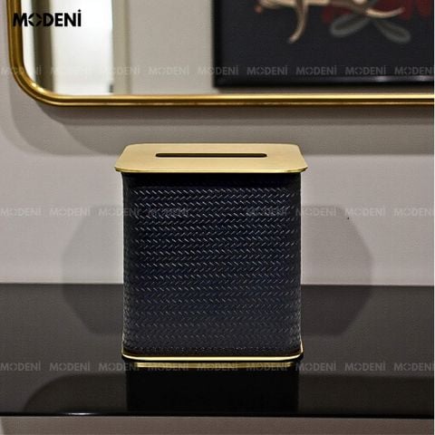 hộp khăn giấy Keris da PU cao cấp màu nâu trên bàn phòng khách