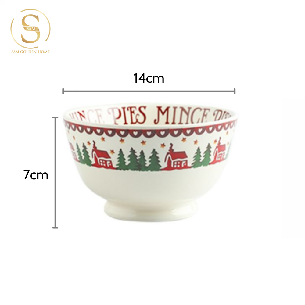 Bộ Tô Chén Đĩa Carol Cho Dịp Giáng Sinh Sứ Tráng Men Cao Cấp