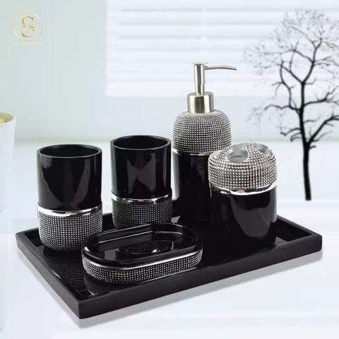  Bộ Đồ Dùng Nhà Tắm Kiera Black Sang Trọng Cao Cấp 