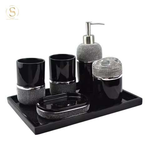  Bộ Đồ Dùng Nhà Tắm Kiera Black Sang Trọng Cao Cấp 