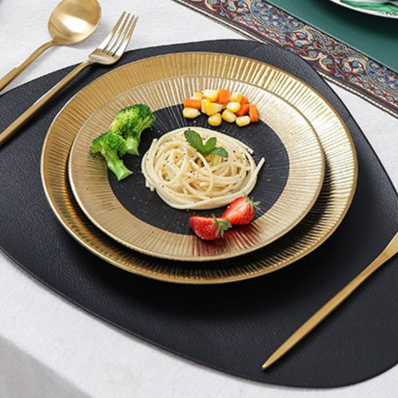 Đĩa Saki 25 Đen Vàng Kiểu Nhật Bản, Đĩa Sushi, Steak, Plate Sang Trọng X Châu Âu Cổ Điển