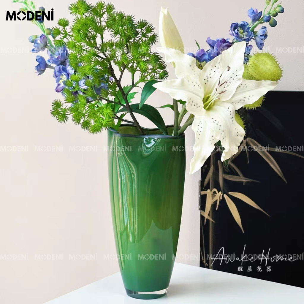 Bình Hoa Thủy Tinh Verdant – Hiệu Ứng Lá Cây Trong Suốt – Decor Tự Nhiên Sang Trọng Cho Kệ Tủ, Bàn Console