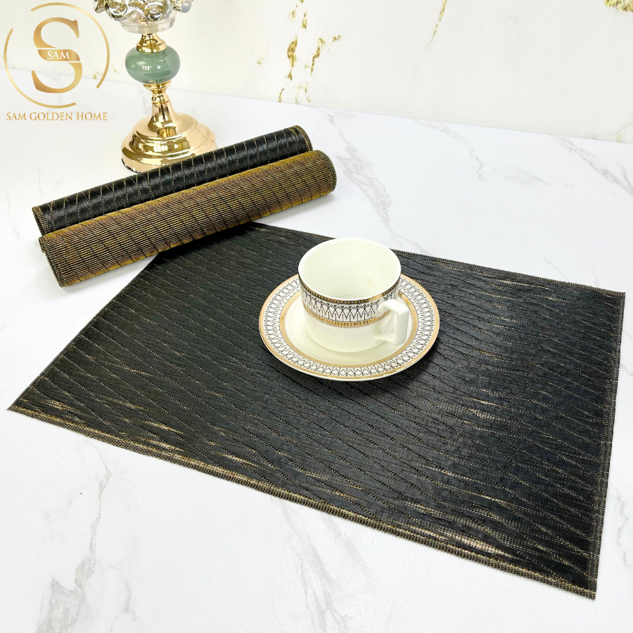 Tấm Lót Bàn Ăn Verr Placemat Hình Chữ Nhật Sang Trọng Black Gold