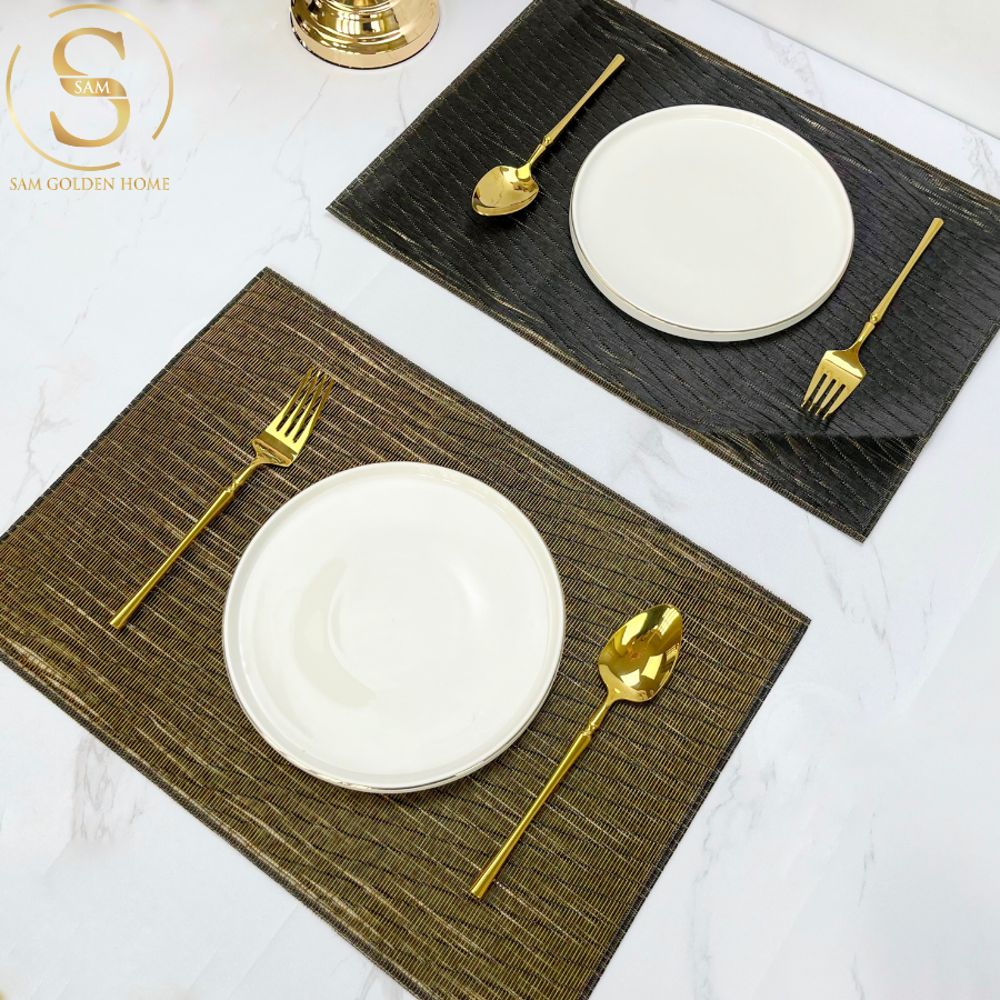 Tấm Lót Bàn Ăn Verr Placemat Hình Chữ Nhật Sang Trọng Black Gold