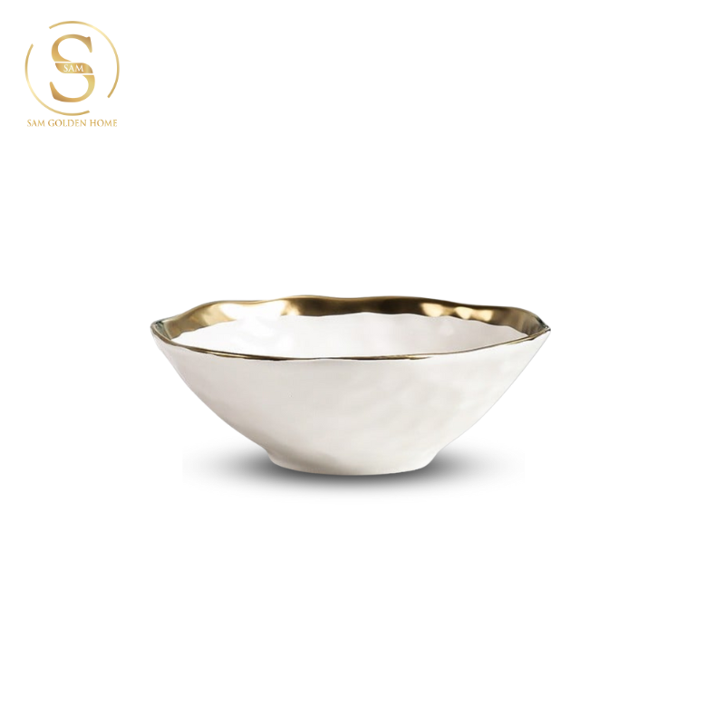 Chén Chấm Sứ Pearl Trắng Viền Vàng Sang Trọng Hiện Đại Phong Cách Châu Âu
