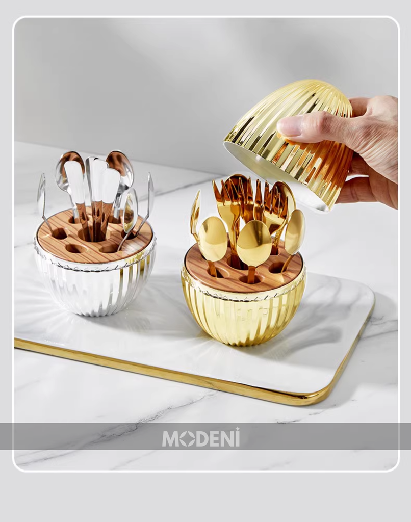 Bộ Đựng Muỗng Nĩa Sienna Golden Sang Trọng Cao Cấp
