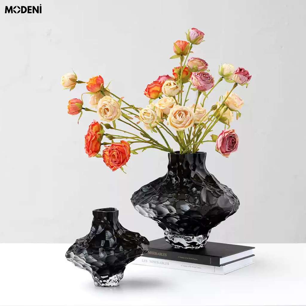 Bình Hoa Thủy Tinh Lạ Moss – Lọ Hoa Nghệ Thuật Hiện Đại Sóng Đặc Biệt – 26cm Decor Bàn Sofa, Bàn Console