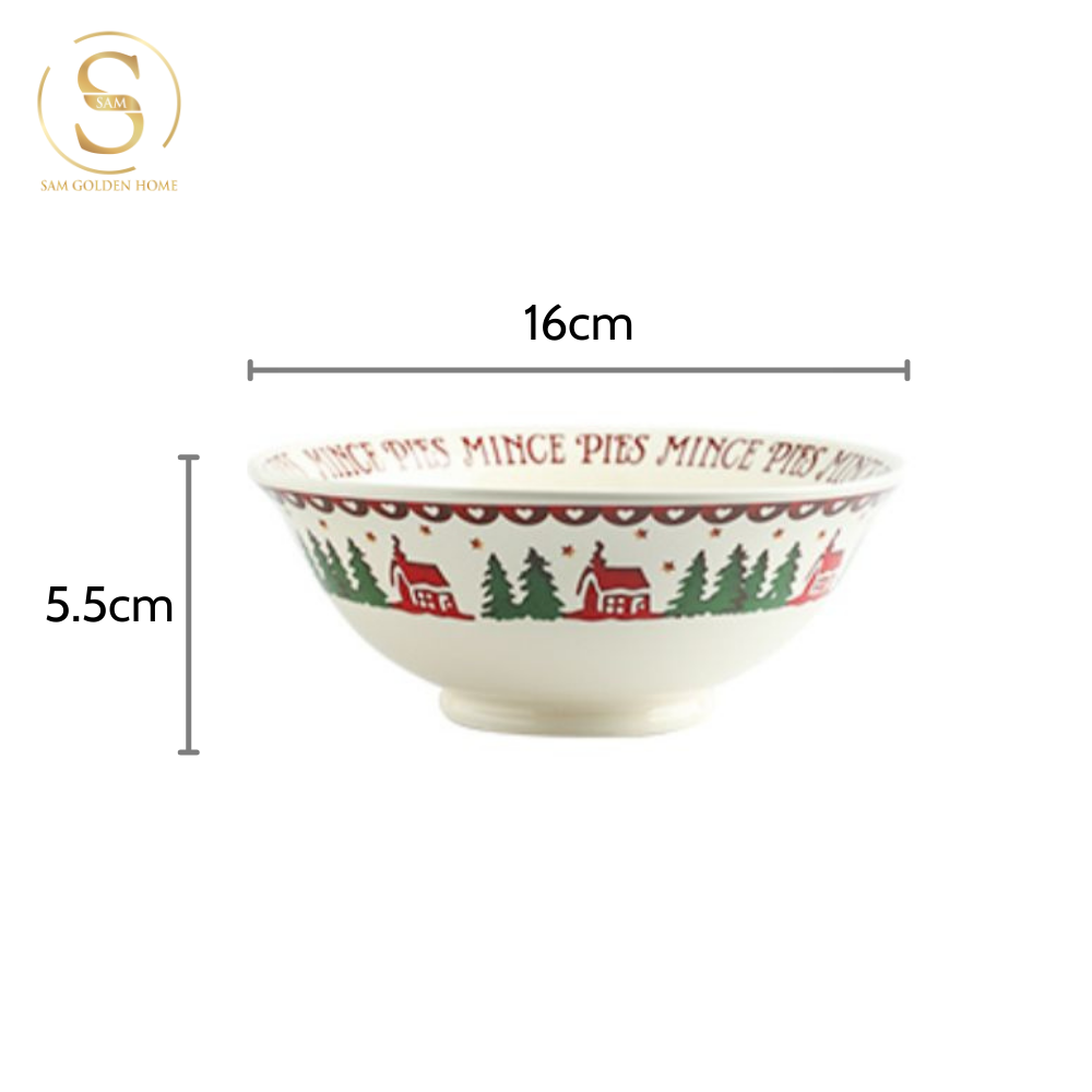 Bộ Tô Chén Đĩa Carol Cho Dịp Giáng Sinh Sứ Tráng Men Cao Cấp