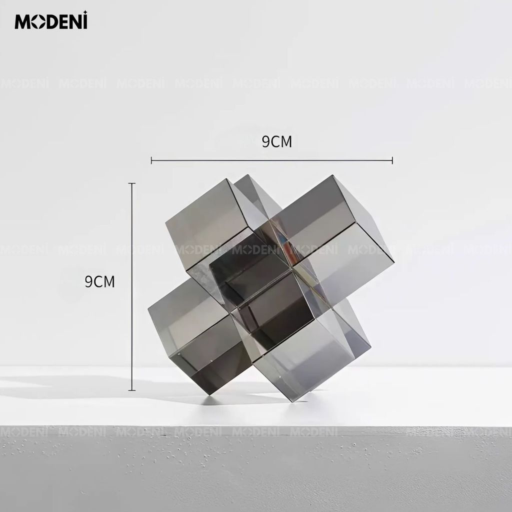 Tượng Trang Trí Cubex Xám – Thiết Kế Hình Khối 3D Tối Giản – Decor Hiện Đại Cho Bàn Làm Việc, Kệ Sách hoặc Không Gian Sáng Tạo