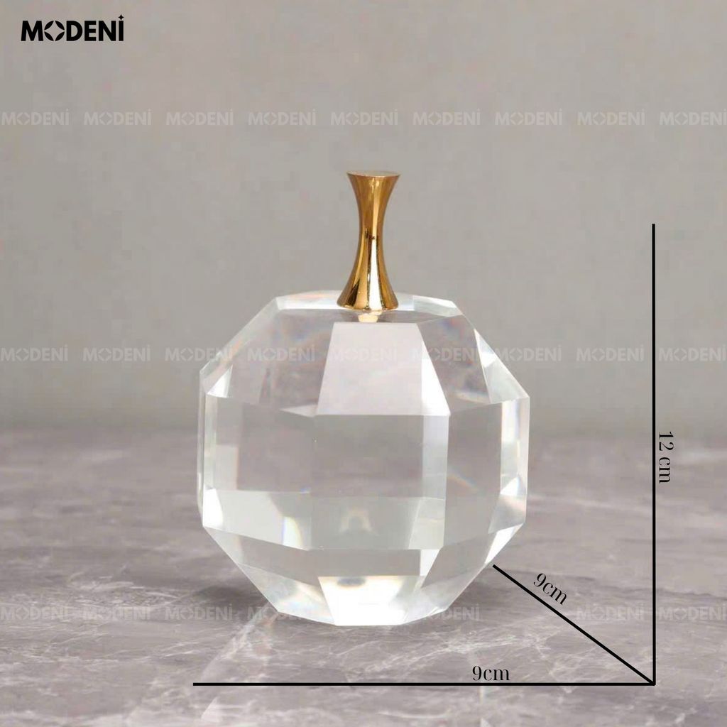 Tượng Trang Trí Sola Trái Táo Pha Lê – Thiết Kế Cắt Giác Trong Suốt – Decor Tối Giản Hiện Đại Cho Kệ Tủ, Bàn Làm Việc & Quà Tặng Sang Trọng