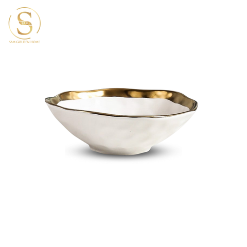  Tô Sứ 20 Pearl Trắng Viền Vàng Sang Trọng Hiện Đại Phong Cách Châu Âu 