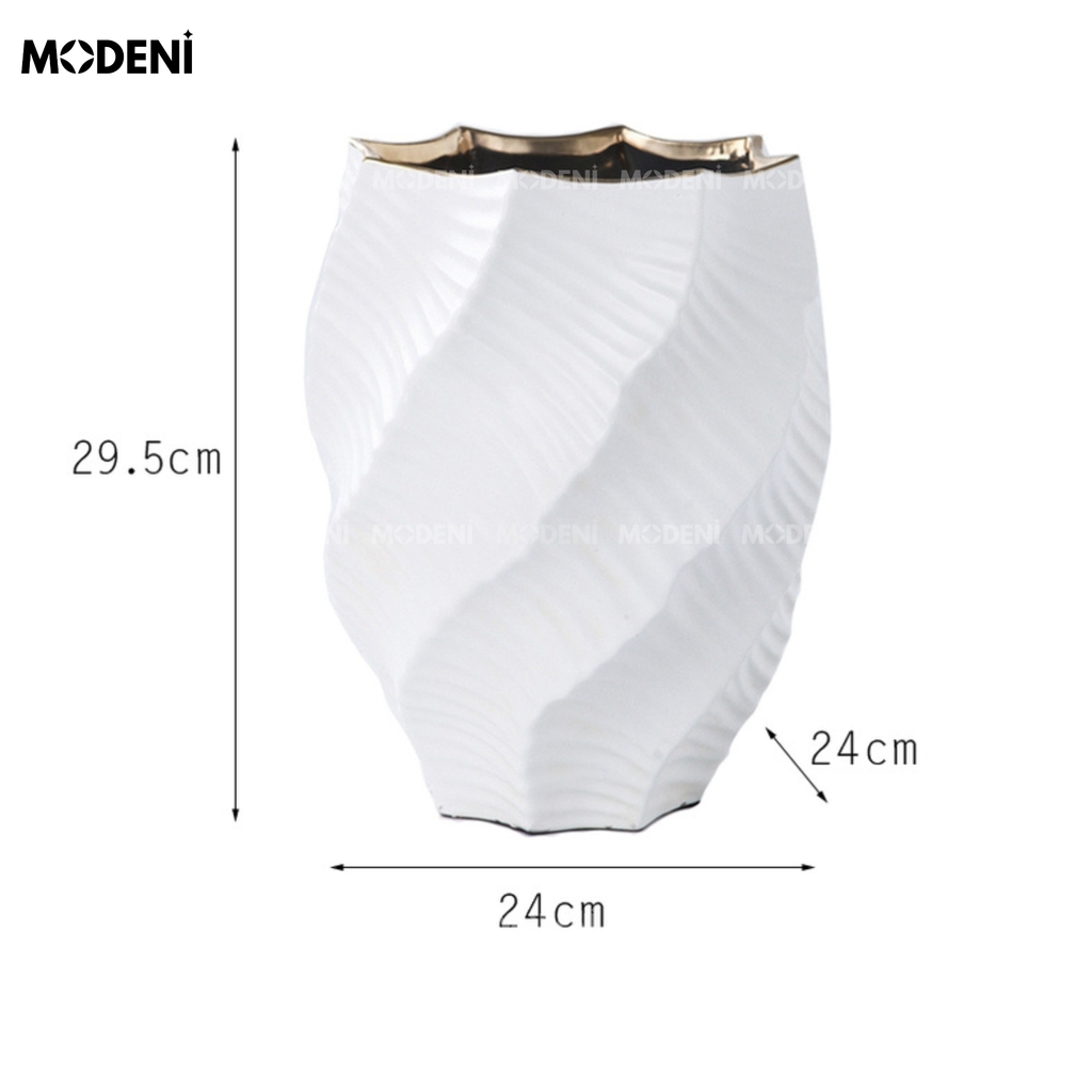 Bình Hoa Gốm Lumia – Đường Cong Nghệ Thuật Trắng Nhám – Decor Sang Trọng Cho Kệ Tủ, Bàn Console, Phòng Khách