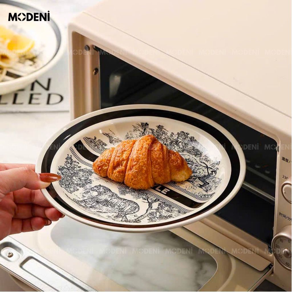 Bộ Chén Đĩa Sứ Trắng Đen Cao Cấp Dioria Nghệ Thuật In Chìm – Phong Cách Cổ Điển Đậm Chất Âu – Phù Hợp Bàn Ăn Gia Đình & Quà Tặng Sang Trọng