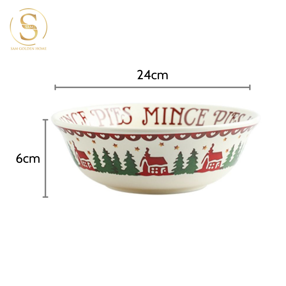 Bộ Tô Chén Đĩa Carol Cho Dịp Giáng Sinh Sứ Tráng Men Cao Cấp