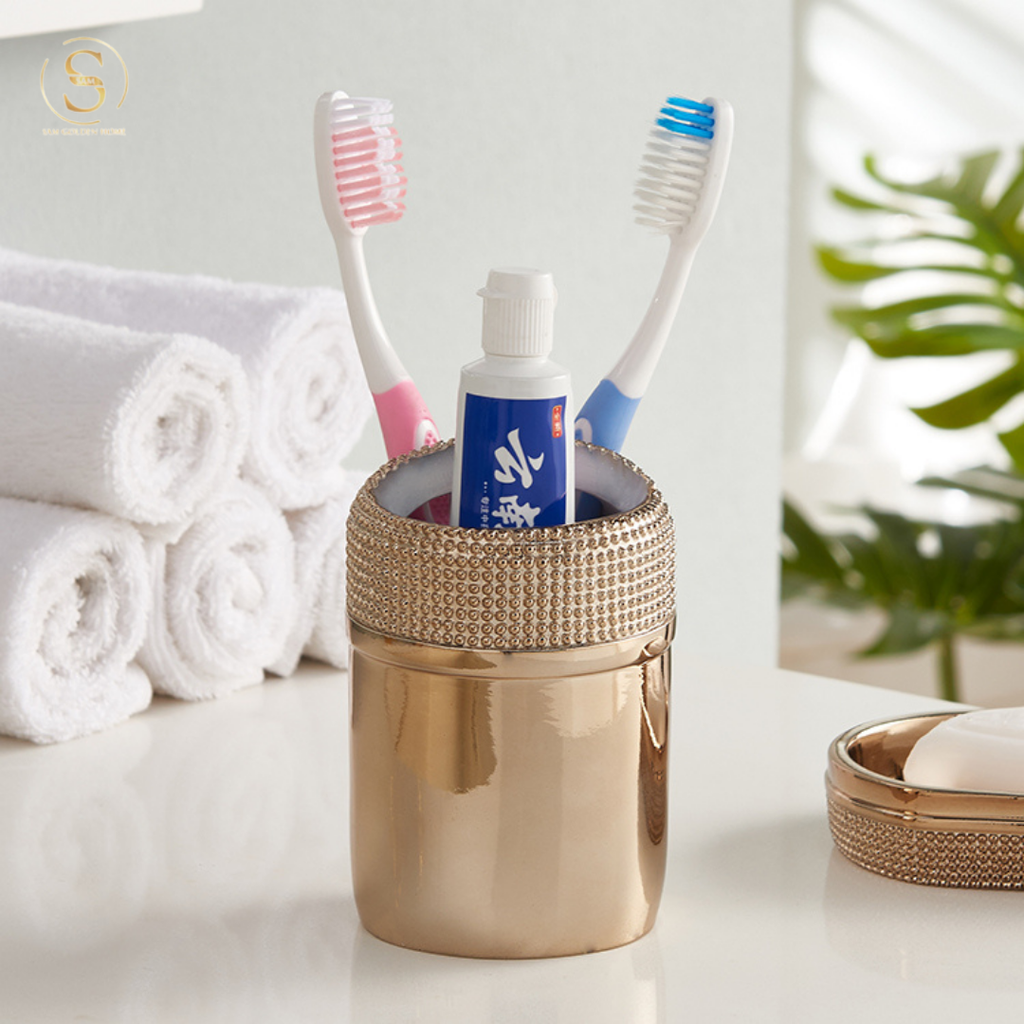 Bộ Đồ Dùng Nhà Tắm Kiera Golden Sang Trọng Cao Cấp