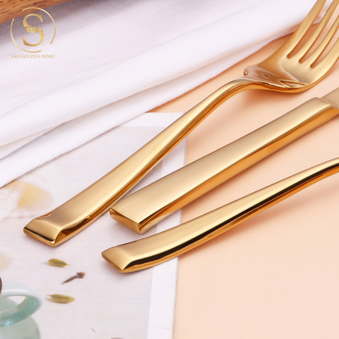 Bộ Dao Muỗng Nĩa Trier Vàng Gold Cao Cấp Sang Trọng