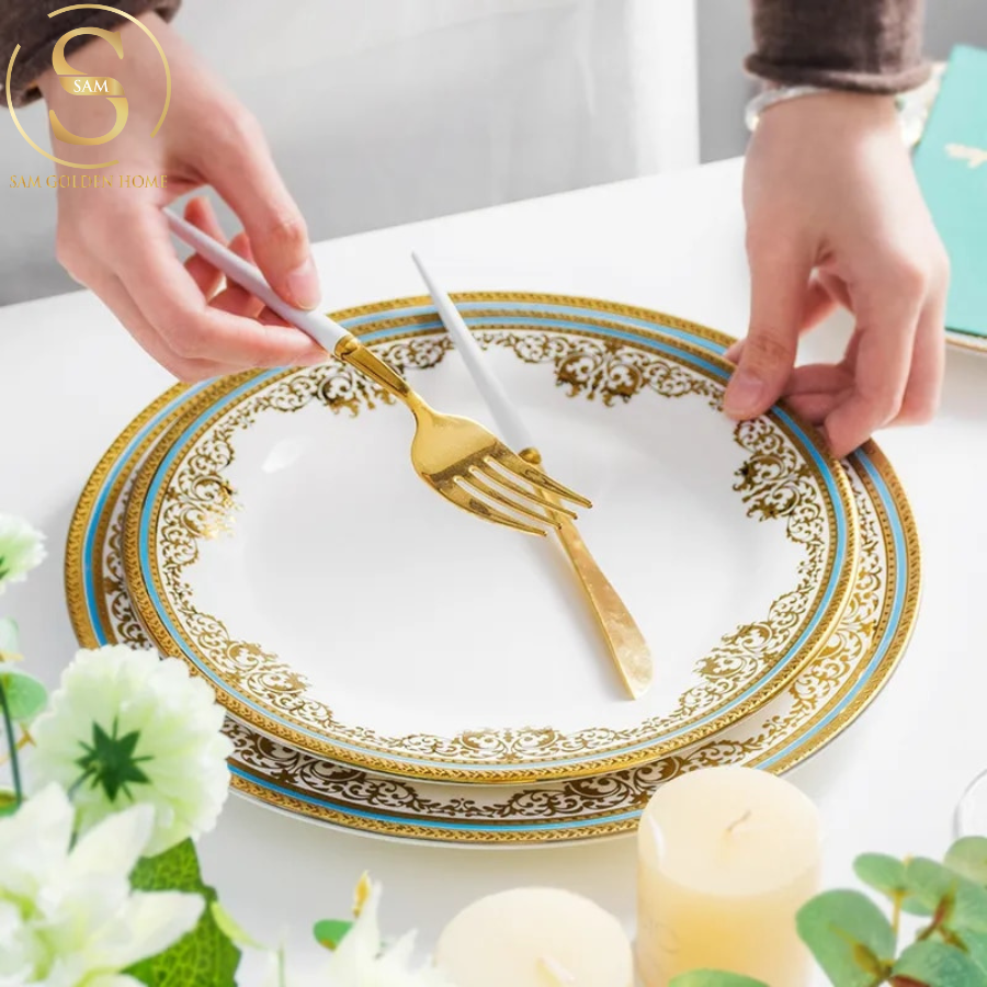 Đĩa Sứ Tráng Men Gloria Sang Trọng Qúy Tộc Châu Âu