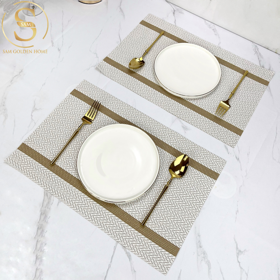 Tấm Lót Bàn Ăn Bollt Placemat PVC Cao Cấp Hình Chữ Nhật Sang Trọng Màu Trắng