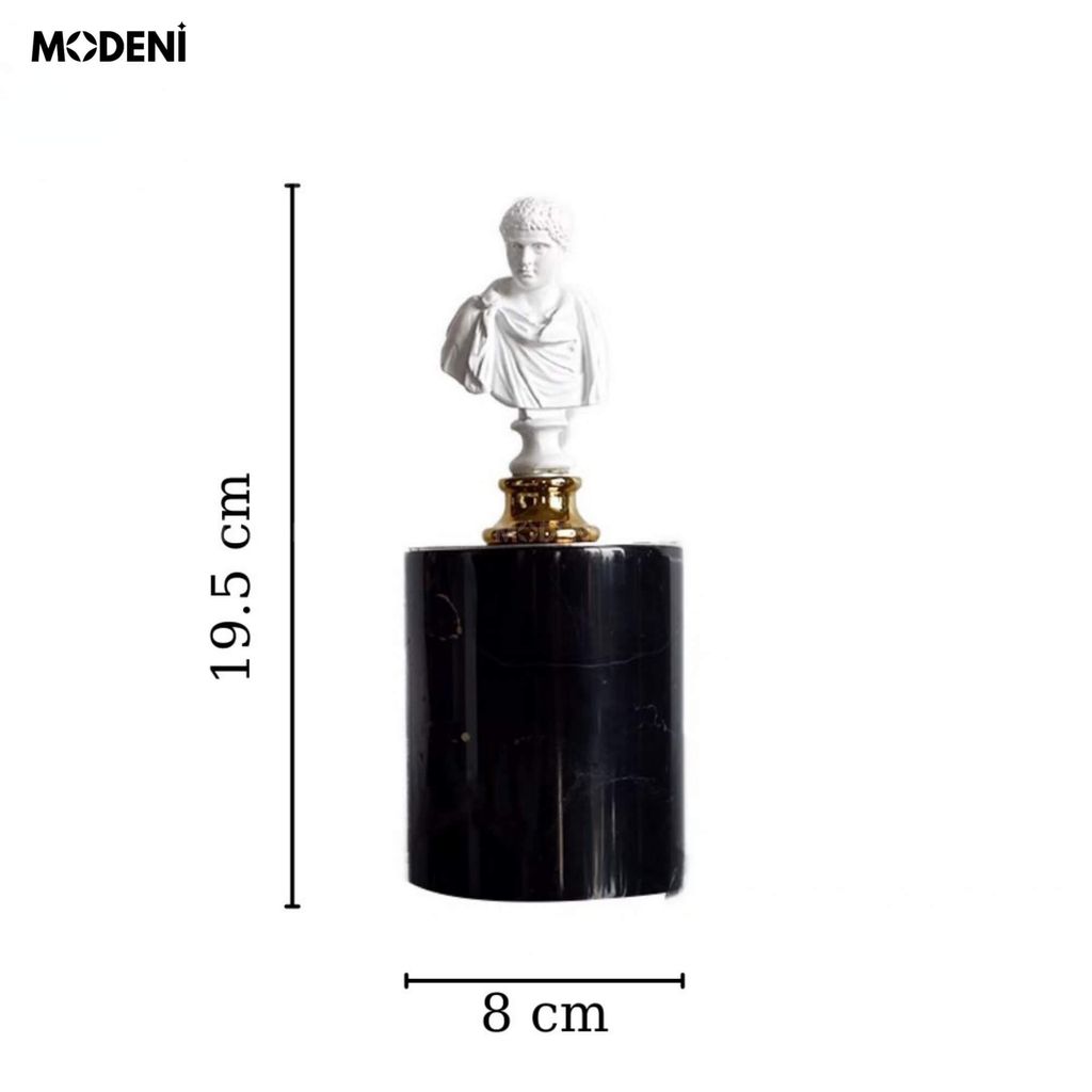 Tượng Thần Thoại Hy Lạp Audrey – Tượng Decor Cao Cấp Phong Cách Cổ Điển – Đế Đen Đá Cẩm Thạch Sang Trọng Cho Kệ Tủ, Phòng Làm Việc