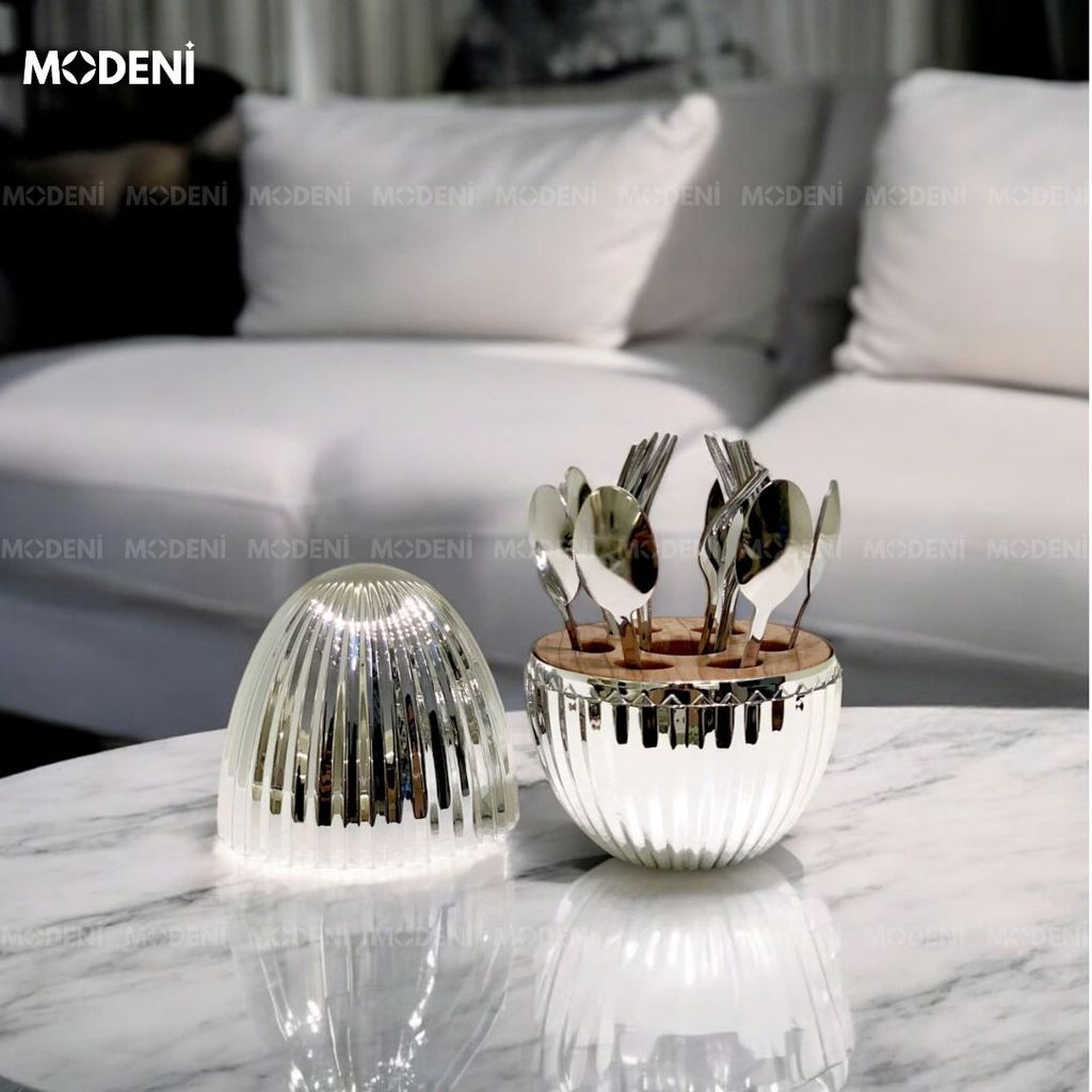 Bộ Đựng Muỗng Nĩa Sienna Silver Sang Trọng Cao Cấp