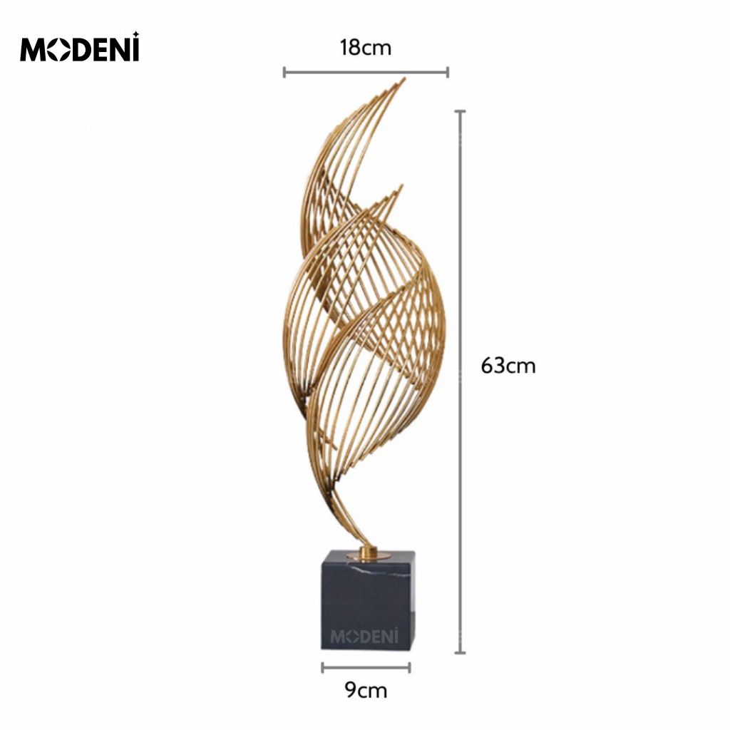 Tượng Trang Trí Nghệ Thuật Lorian Lớn – Decor Hiện Đại Cao Cấp – Kim Loại Mạ Vàng & Đế Đá Cẩm Thạch