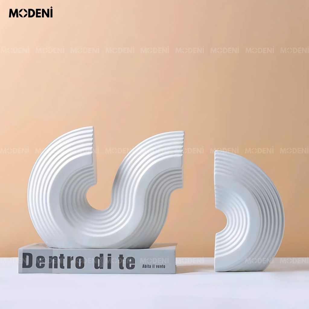 Chặn Sách Servo Trắng Nghệ Thuật – Thiết Kế Hình Học Uốn Lượn – Phù Hợp Decor Kệ Sách, Bàn Làm Việc Phong Cách Tối Giản – Hiện Đại