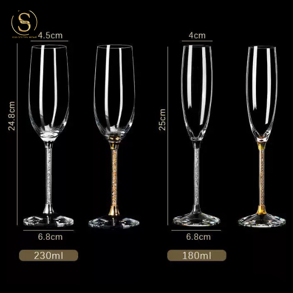Set 2 Ly Uống Rượu Sâm Panh Portobello Glute Cao Cấp Sang Trọng - Gold