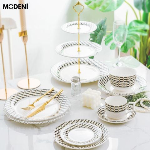  Khay Đĩa 3 Tầng Ryan Sứ Trắng Men Cao Cấp – Decor Tiệc Trà Sang Trọng – Đựng Bánh Trái, Mứt, Snack Hiện Đại 