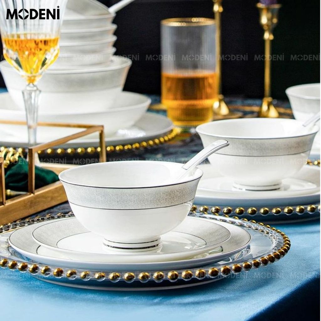 Bộ Tô Chén Đĩa Chén Sứ Xương Rachel Cao Cấp Sang Trọng