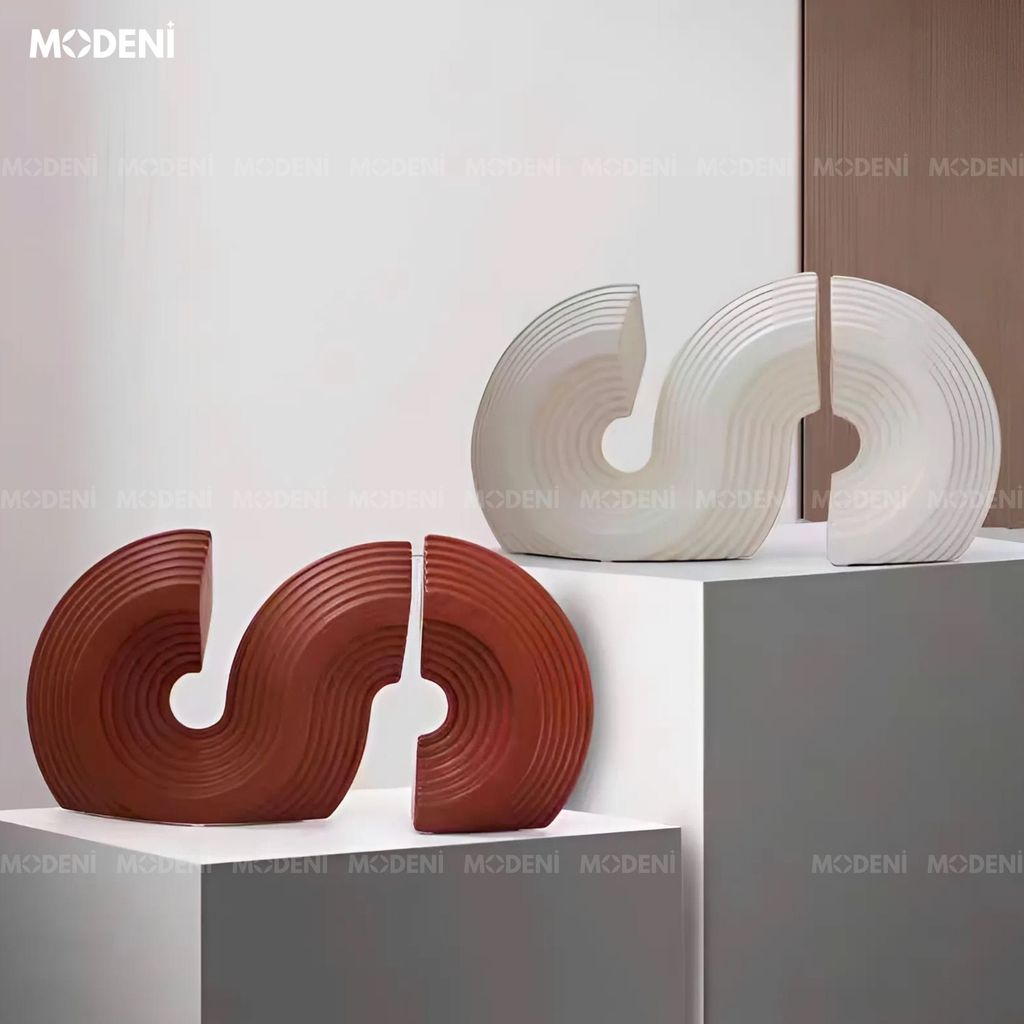 Chặn Sách Servo Nâu Nghệ Thuật – Thiết Kế Hình Học Trừu Tượng – Phù Hợp Decor Kệ Sách, Bàn Làm Việc, Không Gian Sáng Tạo Hiện Đại