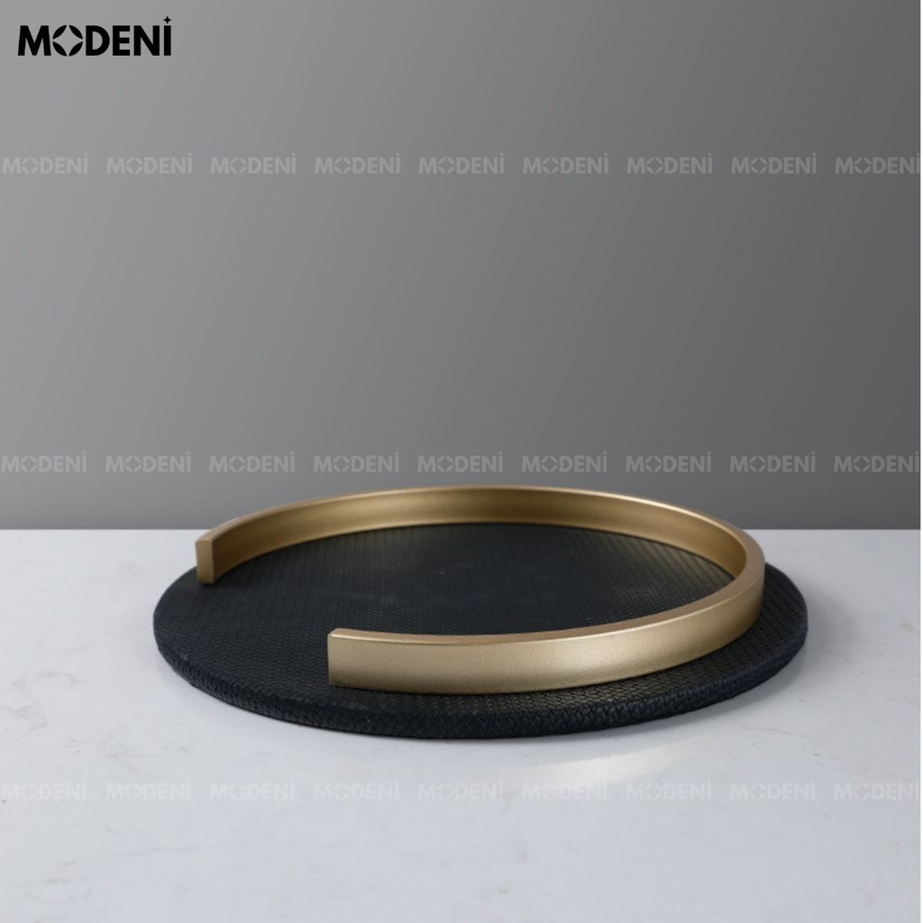 Khay Chole Hình Tròn – Decor Da & Kim Loại Vàng Sang Trọng – Thiết Kế Hiện Đại Cá Tính, Phù Hợp Bàn Sofa, Bàn Console, Không Gian Luxury