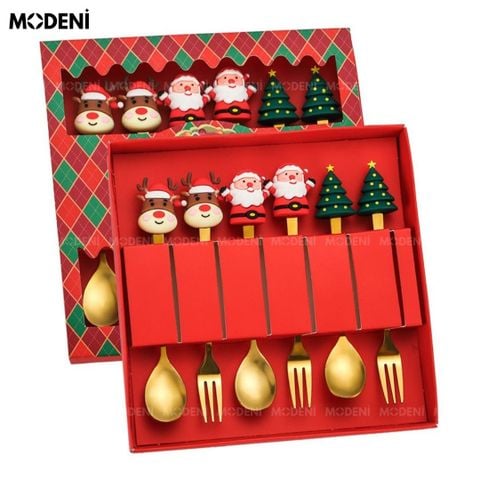  Set Muỗng Nĩa Macaron Giáng Sinh Cao Cấp Sang Trọng 