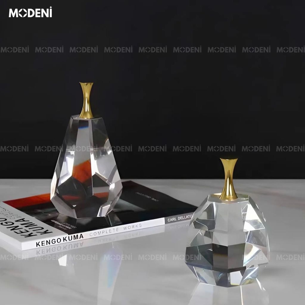 Tượng Trang Trí Pearla Trái Lê Pha Lê – Thiết Kế Tối Giản Tinh Tế – Decor Hiện Đại Cho Bàn Làm Việc, Kệ Tủ hoặc Quà Tặng Sang Trọng